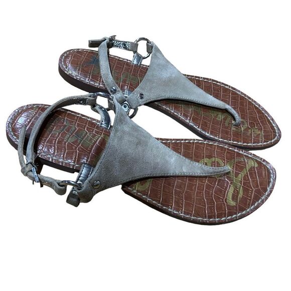 Sam Edelman Gray Leather Strap Sandals - Picture 1 of 5